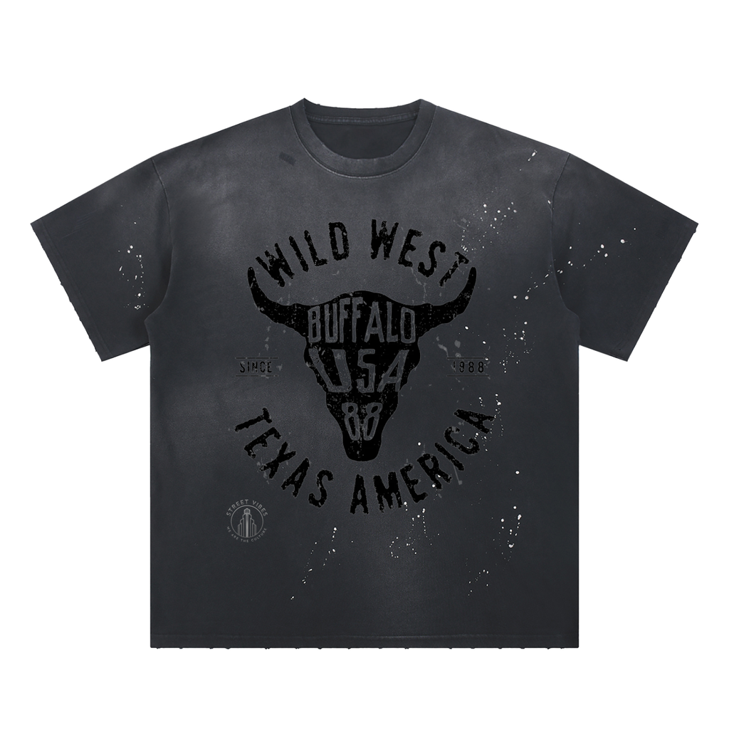 Hand-Frayed Sunfade Paint Splatter T-Shirt