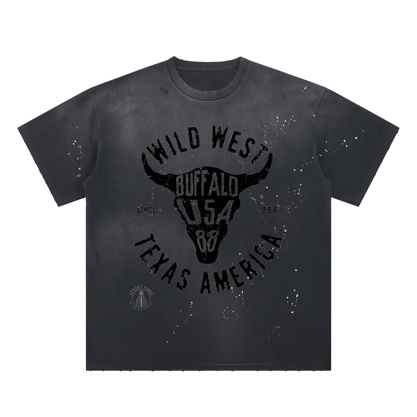 Hand-Frayed Sunfade Paint Splatter T-Shirt