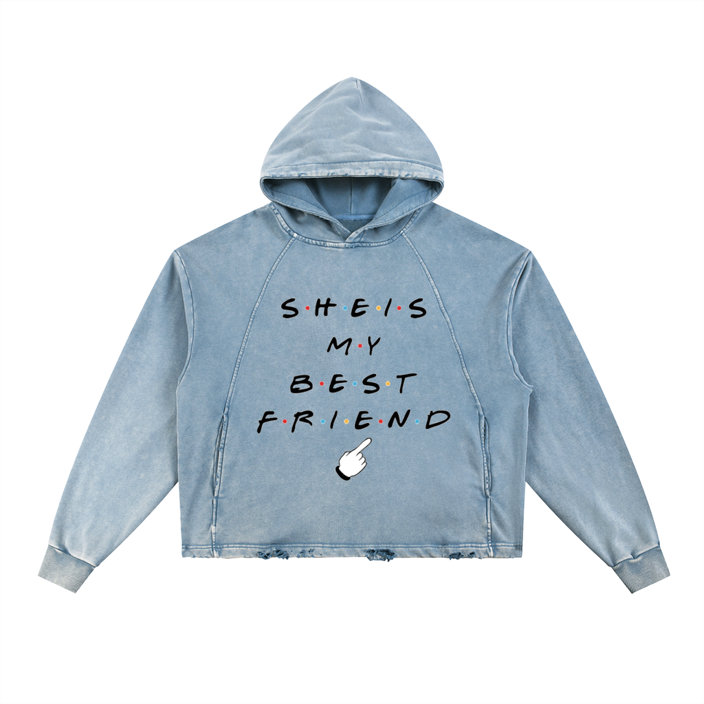 Vintage Washed Frayed-Hem Hoodie